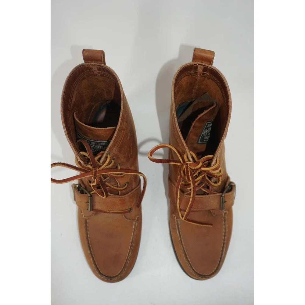 Ralph Lauren Polo Country Ranger Boots Brown Leather Buckle Men's Size 9.5D